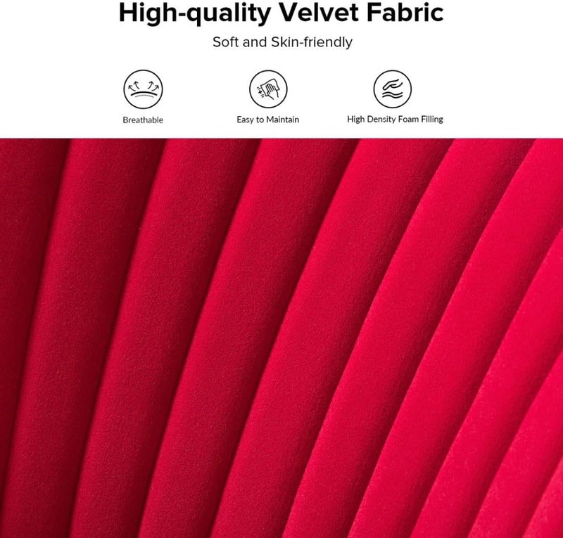 Comfynest Velvet Accent Chair – Channel-Tufted Barrel Chair with Gold Metal Legs (Red) - Image 4